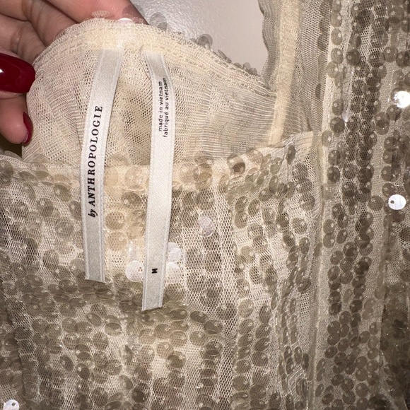 Anthropologie Gold Sequin Blouse - Picture 2 of 3